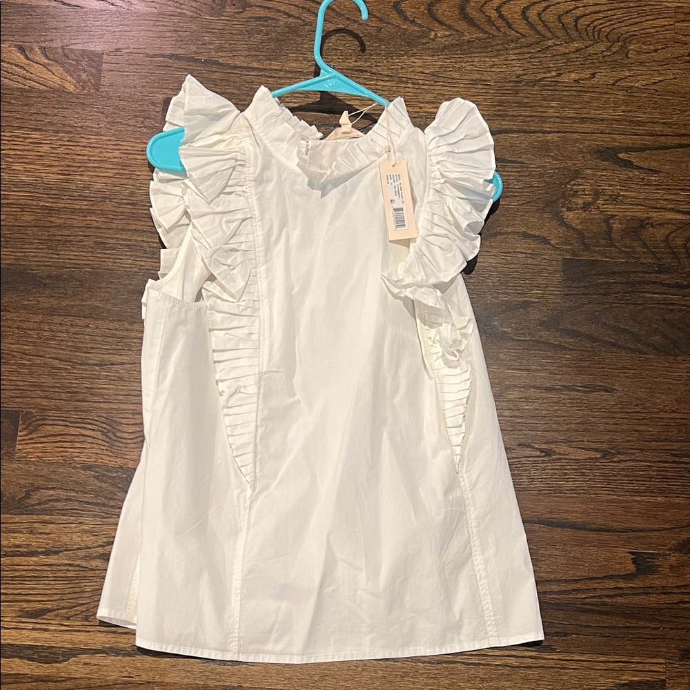 Rebecca Taylor White Ruffled Sleeveless Button Down Top